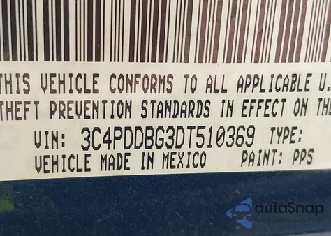 2013 Dodge Journey Sxt из США, поврежденный, VIN 3C4PDDBG3DT510369